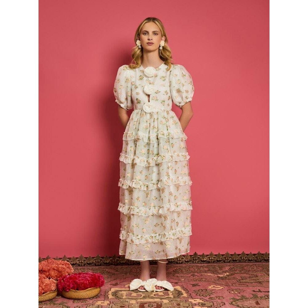 Floral White Midi Dress